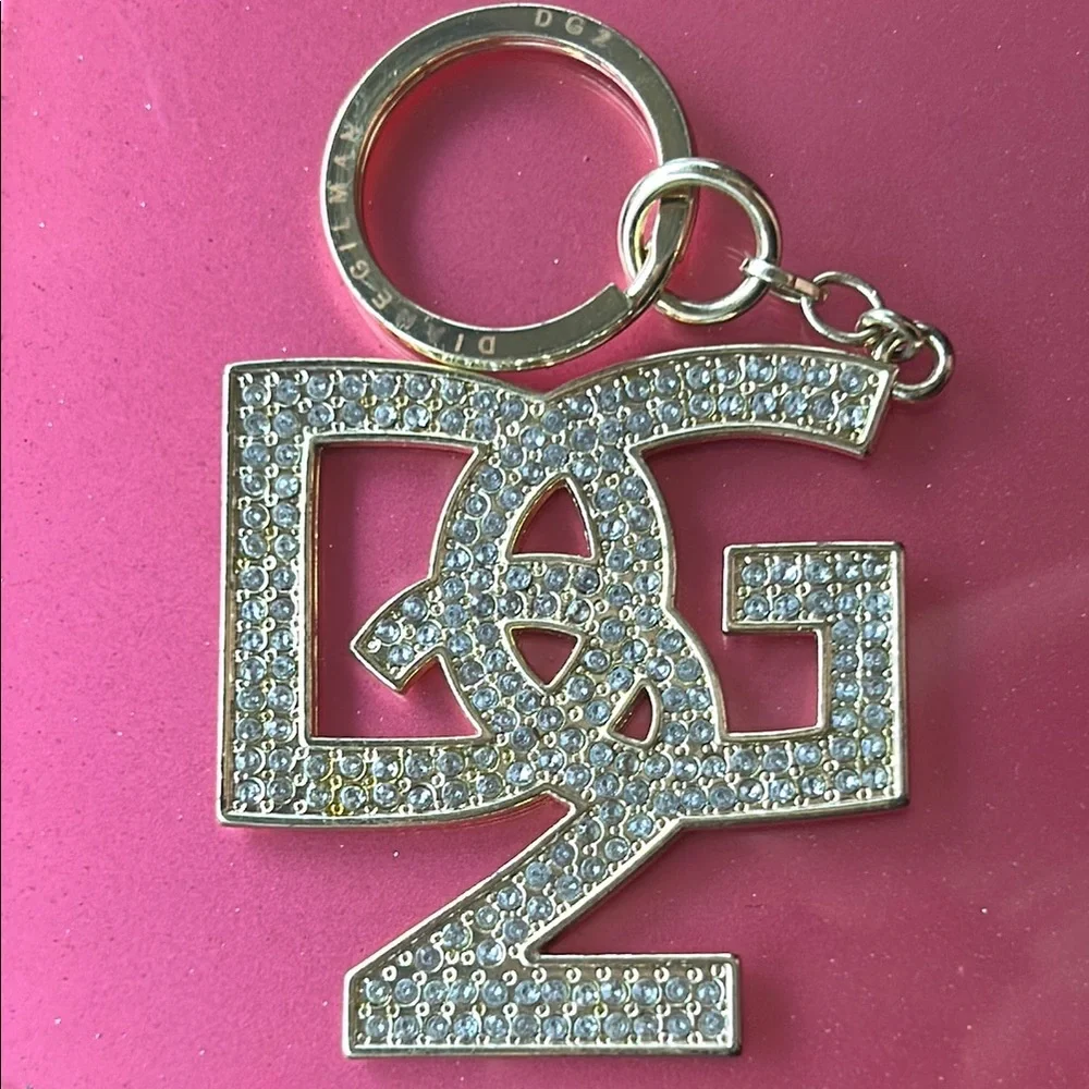 Diane Gilman DG2 Gold Tone Clear Rhinestone Keychain